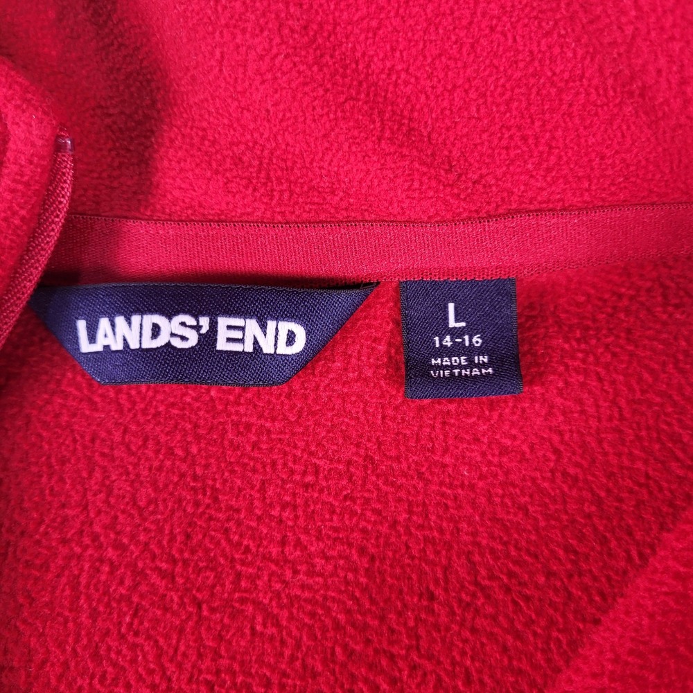 Lands End Womens Red Fleece Quarter Zip Pullover Sweater Size L 14-16 - Picture 3 of 6